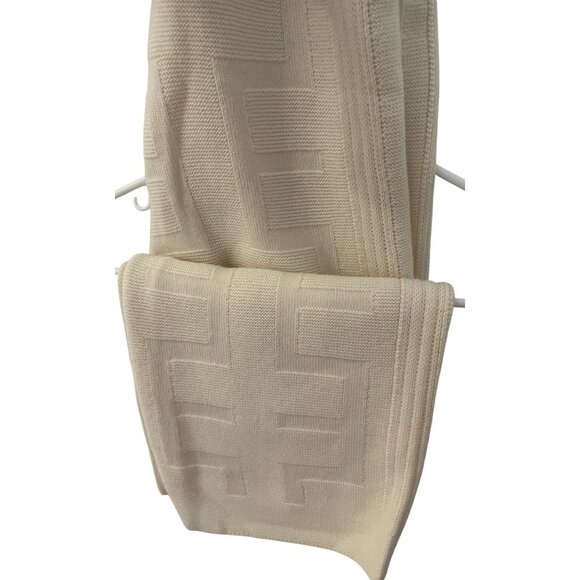 Hermes Textured Beige Knit Wide-Leg Pants With Ribbed Waistband Womens Soft Cott - Picture 4 of 9